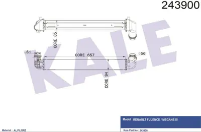 KALE 050CAC050 Turbo Radyatörü GM 144966078R, GM 144960024R, GM 214105150R, GM 214100002R, GM 144964990R, GM 144961285R, GM 144960006R