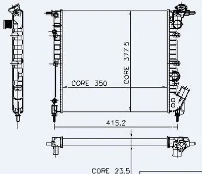 KALE 0532322AL Motor Radyator Clıo 1,1 Mekanık Klimasız (2 Sıra Al+pl) / (350x377,5x23,5) GM 