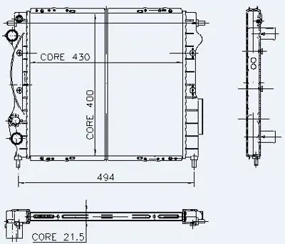 KALE 0533331PA Motor Radyator Clıo Express 1,2 / 1,4 (1 Sıra Cu+pl) / (430x400x21,5) GM 