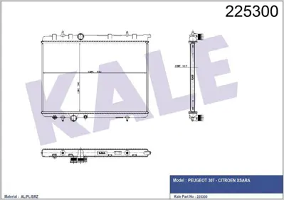 KALE 2045021AB Motor Su Radyator P307 (01 06) Xsara Iı Tu5jp4 (1,6ı 16v) Otomatık Olcu: GM 