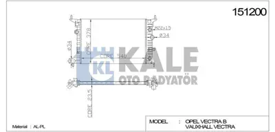 KALE 2501062AL Motor Su Radyator X16xel X20xev Klimasız A / T Vectra B (Brazıng) GM 