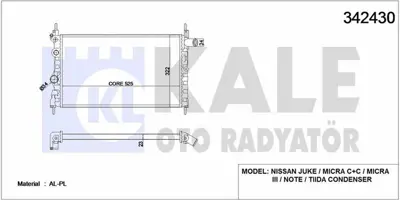 KALE 342430 Motor Radyatoru Combo A Kadett E Astra I Nova 1,3 1,4 1,6 (84 91) / (Br GM 