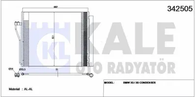 KALE 342505 Klima Radyatoru Bmw S63 N63 E70 E71 F15 F16 G05 G06 GM 64509239944, GM 64509166098, GM 9166098, GM 9239944, GM 940339, GM 8FC351100704