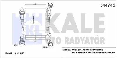 KALE 344745 Turbo Radyatoru Touareg 2,5tdı 3,0 V6 Tdı Cjma Cnrb 03>10> Q7 3,0tdı 06>15 Cayenne 3,0d 10> GM 