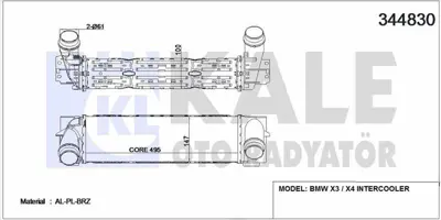 KALE 344830 Intercooler Bmw X3 F25  X4 F26 GM 