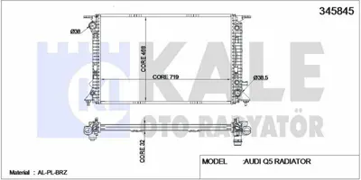 KALE 345845 Motor Su Radyatoru Audı Q5 3,0tdı Ccwa (Otomatık) 08> GM 