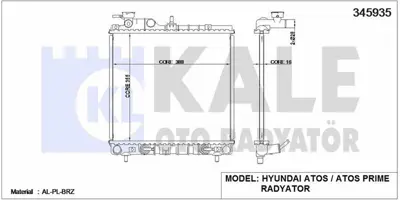 KALE 345935 Motor Su Radyatoru Hyundaı Atos 1,0 97 04 Otomatık (355x388x16) GM 