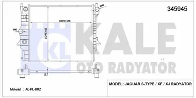 KALE 345945 Motor Su Radyatoru Jaguar S-Type (X200) 2.5 V6 02>07 S-Type (X200) 3.0 V6 99>07 S-Type (X200) 4.0 V8 GM 