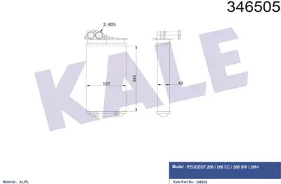 KALE 346505 Kalorıfer Radyatörü GM 6448L0, GM 6448Q2