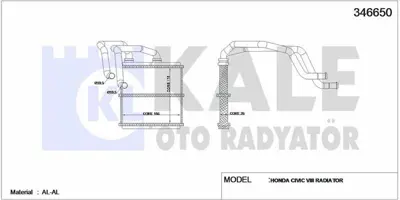 KALE 346650 Kalorifer Radyatörü 346650 Qashqaı X-Traıl GM 27140JG42A, GM 27140BR22A, GM 27140BR20A, GM 27140BR20C, GM 27140BR22C, GM 27140EY20A, GM 27140EY22A, GM 27140JD20A, GM 27140JD22A, GM 27140JD90A