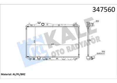 KALE 347560 Motor Su Radyatoru Honda Cıvıc 1.6-1.8 2012-> Manuel Vıtes GM 