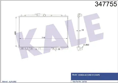 KALE 347755 Motor Su Radyatoru Accord Coupe 98>02 Otomatık GM 