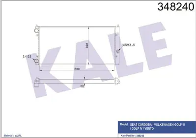 KALE 348240 Motor Su Radyatoru Golf Iıı Jetta Mekanık Sanzıman 628x322x34 GM 