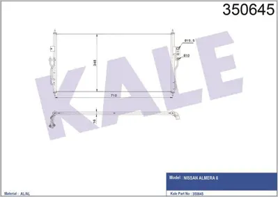 KALE 350645 Klima Radyatoru Almera Almera 1.5 1.6 06> 711×338×16 GM 