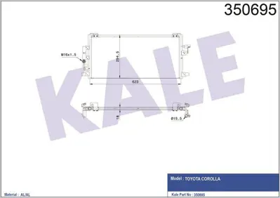 KALE 350695 Klima Radyatoru (Kondanser) Toyota Corola 1.4 1.6 1997-> (727x281x16) GM 