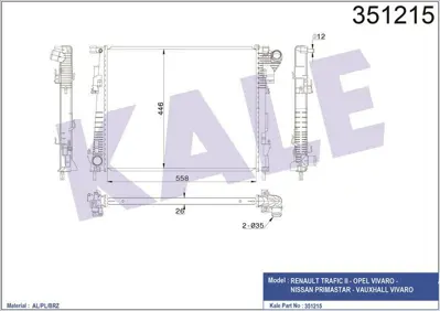 KALE 351215 Motor Radyatoru Trafıc Iı Vıvaro Prımastar Vauxhall Vıvaro GM 