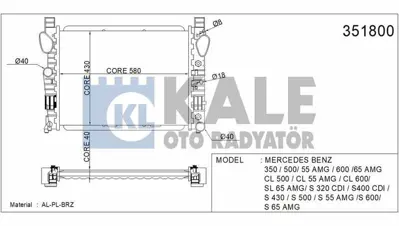 KALE 351800 Motor Su Radyatoru S-Class W220 98>05 C215 99>06 GM 