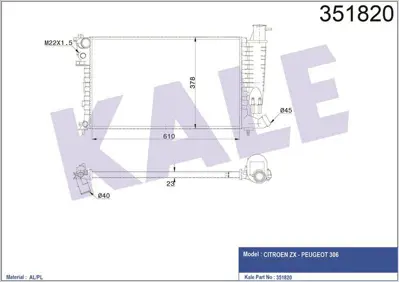 KALE 351820 Motor Radyator P306 93 97 1,8 Ie GM 