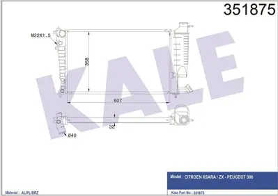 KALE 351875 Motor Radyatoru 306 Xsara Xu7jp (1.8 8v)-Xu10j4r (At) GM 