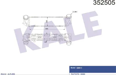 KALE 352505 Turbo Radyatoru Bmw F10 F11 N20 GM 17117618769, GM 7618769, GM 8ML376911454, GM 96322