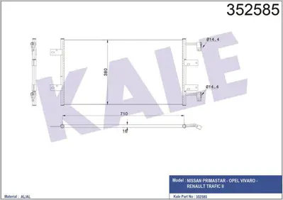 KALE 352585 Klima Radyatoru Nıssan Prımastar 2.5dcı 03=> GM 