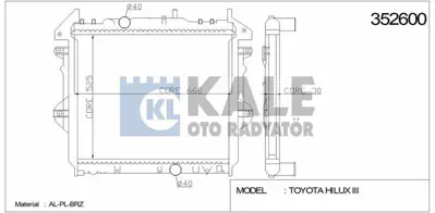 KALE 352600 Motor Su Radyatoru Hılux 2,5 3,0 Vıı 05> Manuel (660x525x30) GM 164000L120, GM 164000L160, GM 164000L270, GM 164000L290, GM 164000L340, GM 164000L250, GM 164000L310, GM 16400OL170, GM 164000L311, GM 164000L150