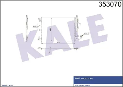 KALE 353070 Klima Radyatoru Volvo Xc90 ı (275) 2.5 T 3.2ı V6 D5 T6 V8 02=> (Kurutucu Ile) Klima Radyatoru Konde GM 30781280, GM 30648955, GM 31369510, GM 30780197, GM 8623367, GM 876213B, GM CA1455, GM 31390445, GM 39171651, GM 6848889