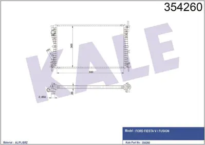 KALE 354260 Motor Su Radyatoru Fıesta 02>08 1.6 Tdcı (Mt) [26mm] [al Pl Brz]  GM 5S6H8005AD, GM 1359244, GM ME5S6H8005AD, GM 1897433, GM 5S6H8005AB, GM 1334654, GM 5S6H8005AC, GM 1334250, GM 1344810, GM 5S6H8005AA