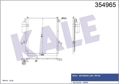 KALE 354965 Klima Radyatoru Mıtsubıshı L200 2,5 Dıd Trıtıon 2005 2015 GM 