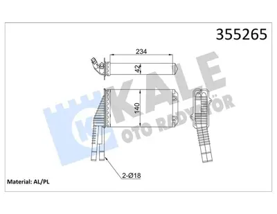 KALE 355265 Kalorıfer Radyatoru C1 I- Iı -107 - Aygo GM 