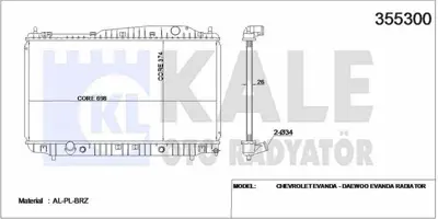 KALE 355300 Motor Radyatoru Evanda 374x698x26 GM 