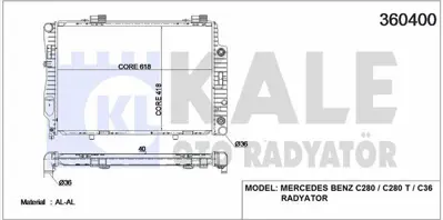 KALE 360400 Motor Su Radyatoru C-Class W202 93>00 S202 97>01 GM 