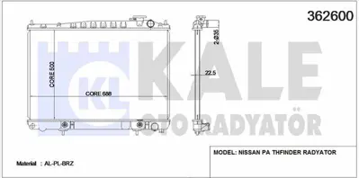 KALE 362600 Motor Su Radyatoru Pathfınder 96>00 Otomatık (700x445x16) GM 