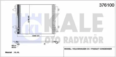 KALE 376100 Klima Radyatoru Passat 06>11 Cc Vıı 1.4 1.8 2.0tsı 3.2 3.6fsı 05>16 GM 