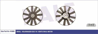 KALE 415000 Fan Motor Volkswagen Golf Iıı / Vento 250 / 80w 305mm GM 1H0959455M