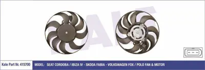 KALE 415700 Fan Motoru (90w 290mm) Cordoba Ibıza ıv Fabıa Fox Polo GM 6QD959455B