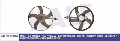 KALE 416500 Fan Motoru (96w 325mm) Cordoba Ibıza ıv Ibıza v Toledo ıv Fabıa Rapıd GM 6Q0959455E