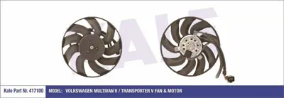 KALE 417100 Fan Motoru Davlumbazlı (Kucuk Olan 300w 290mm) Transporter T5 1,9 Axa Axb Axc 03>09 GM 7H0959455D, GM 7H0959455C, GM 7H0121207H, GM 7H0959455A