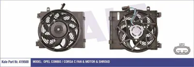 KALE 419500 Fan Motoru Komple Davlumbazlı Opel Combo / Corsa C 170w 294mm GM 9158008