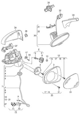 BARCHA 8V1857410F Dıkız Aynası Sağ Komple Audı A3 13> GM 