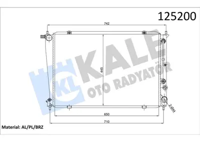 KALE 2405081AB Motor Radyator Starex Ac / At Klimalı Otomatık (1 Sıra Al Brazıng) GM 