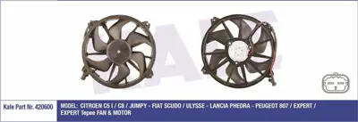 KALE 420600 Fan Motoru Sol C5 Em C8 P807 Expert Iıı Jumpy Iıı 1,6 Hdı 2,0 Hdı 370w GM 