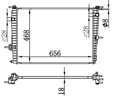 ORIS BRN059018 Motor Radyatoru Fluence 1,6ı Megane Iıı Manuel (656x468x18) GM 8660003475, GM 214100014R, GM 214100067R, GM 637615, GM 637606, GM 8MK376756591, GM 8MK376700411, GM 1093098, GM 214100057R