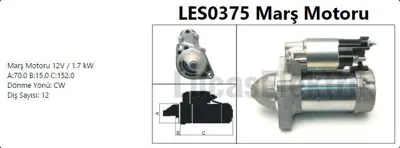 LUCAS LES0375 Mars Motoru (Denso Tıp, 12v 1,7kw 12 Dıs) X204 08>15 W204 08>14 C218 14>17 W212 09>15 C207 10>16 Vıt A0061514501 A6519060026 A6519064500 61514501 6519060026 6519064500 6151450180 906012680 N000906012680 N006151450180