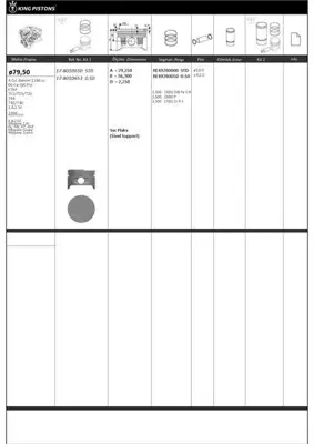 KING PISTON 17-8010650 Motor Pıston+segman Clıo Iı 1.6 Rn / Rt Eng. (K7m744 745 746) Kangoo 1.6ı Eng. (K7m746) Megane 1.6 R