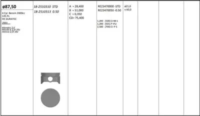 KING PISTON 18-2510313 Motor Pıston+segmanı ( Rıken )  87,50+0,50mm Cap Mondeo 2,0 Mazda 6 2,0ı 16v Atenza 2,0ı 16v He Dura