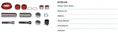 MAY 6700-04 Kalıper Perno Tamır Takımı         Haldex Tıpı Modul T Serısı      (22.5) GM 4F0698451H, GM 4F0698451G, GM 4F0698451F, GM 4F0698451, GM 4E4698451A, GM 4B3698451A, GM 4B3698451, GM 8E0698451P, GM 4F0698451K, GM 8E0698451H