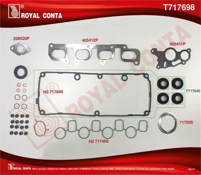 ROYAL CONTA T717698 Ust Takım Conta Amarok Crafter 2.0tdı Cdba Cdca Cktb Cktc Ckub Ckuc Cnea Cnfb Csha Csla Csna GM 3L198012B