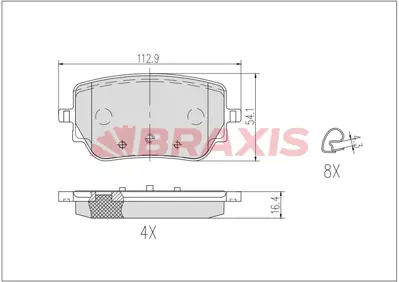 BRAXIS AB0633 Fren Balatası Arka W177 18> W247 18> C118 19> 4207700 4205803 4207600 A0004207600 A0004207700 A0004205803 2H6698151A 2H6698151 32276932 32276931