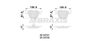 BRAXIS AA0194 Fren Balatası Arka Bmw E60 E64 E65 E70 F15 F16 M3 E90>93 E82 M 34216763012 34216763305 34216768471 34216761286 34216757536 34212413050 34212413049 34212339292 34212339291 34212284685